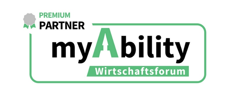 partners logo myAbility Business forum, MyAbility logo with green frame